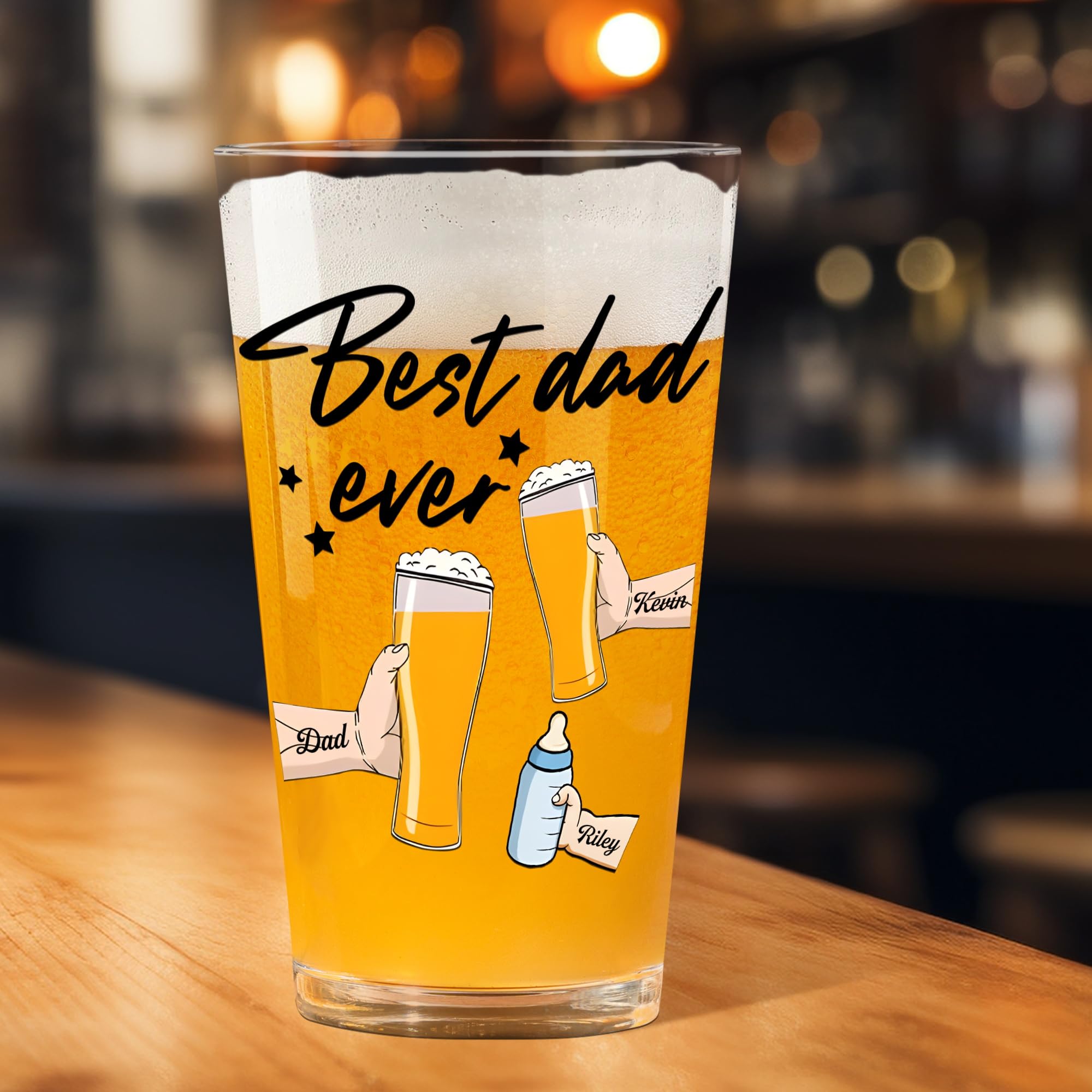 Personalized 16oz Pint Beer Glass For Dad — Fun Father's Day, Birthday Or Christmas Gift For Beer Lovers