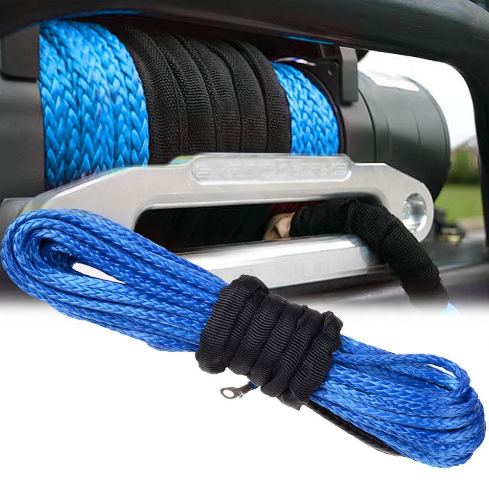 Astra Depot ATV UTV KFI SUV Synthetic Recovery Winch Rope Cable + Hawse Fairlead (50' x 3/16