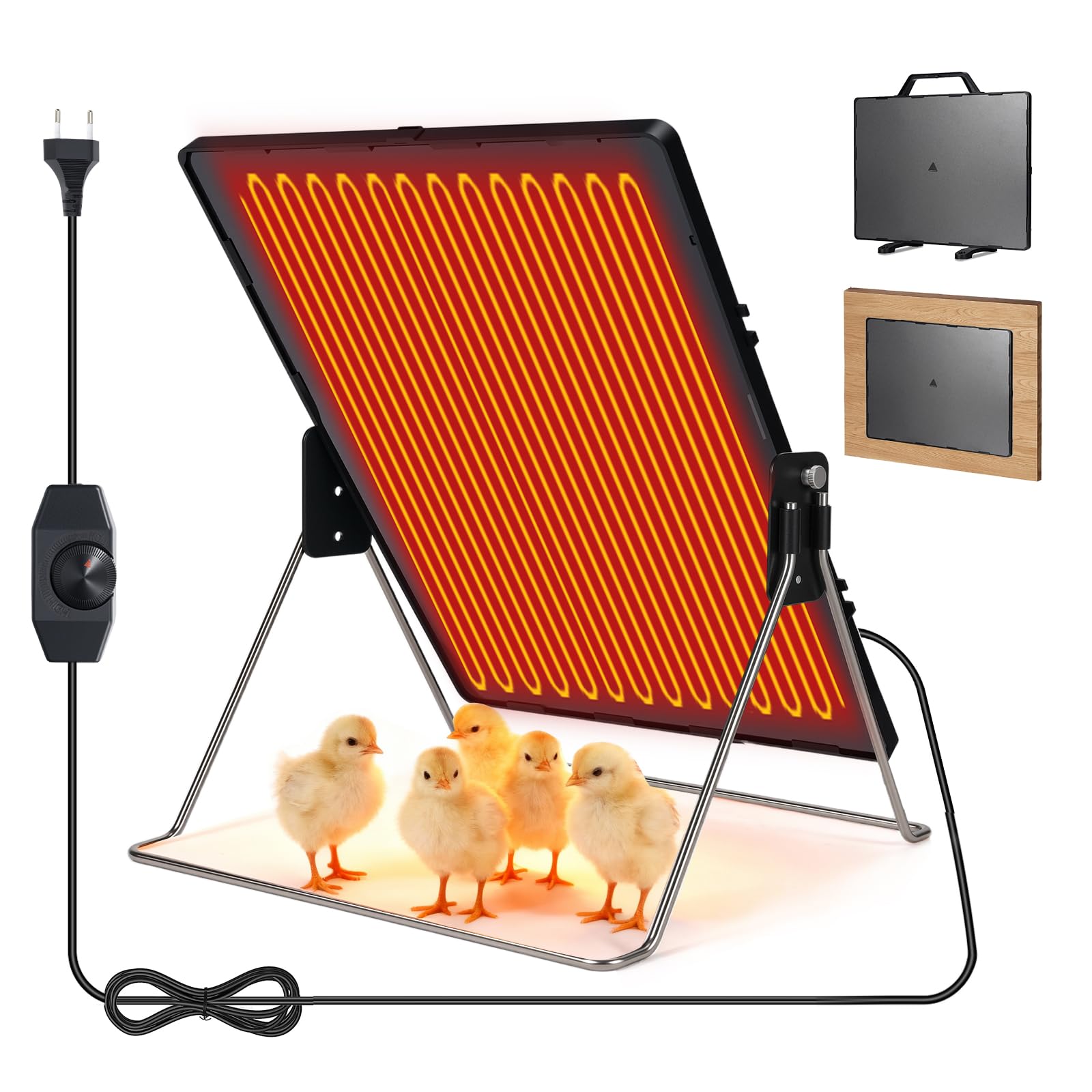 Hühnerstall Heizung,140W Wärmeplatte Hühner, 40X30cm Heizung für Hühnerstall,Hühnerheizplatte mit Halterung für 360 Grad Drehung, geeignet für Bauernhöfe, Hühnerställe, Entenhäuser