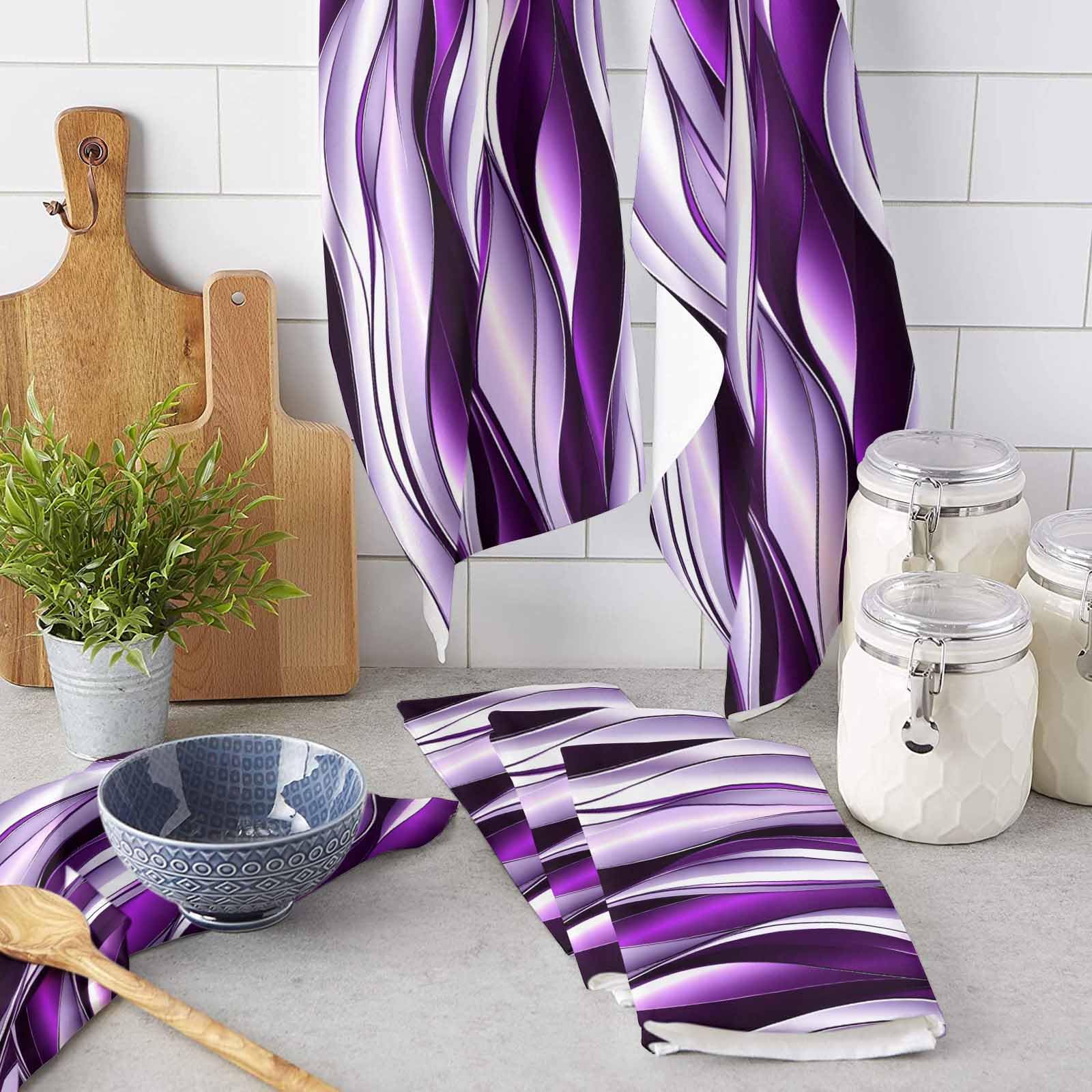 Amazon.com: DreamyCor Kitchen Towels Set of 2 Purple Stripe Lines