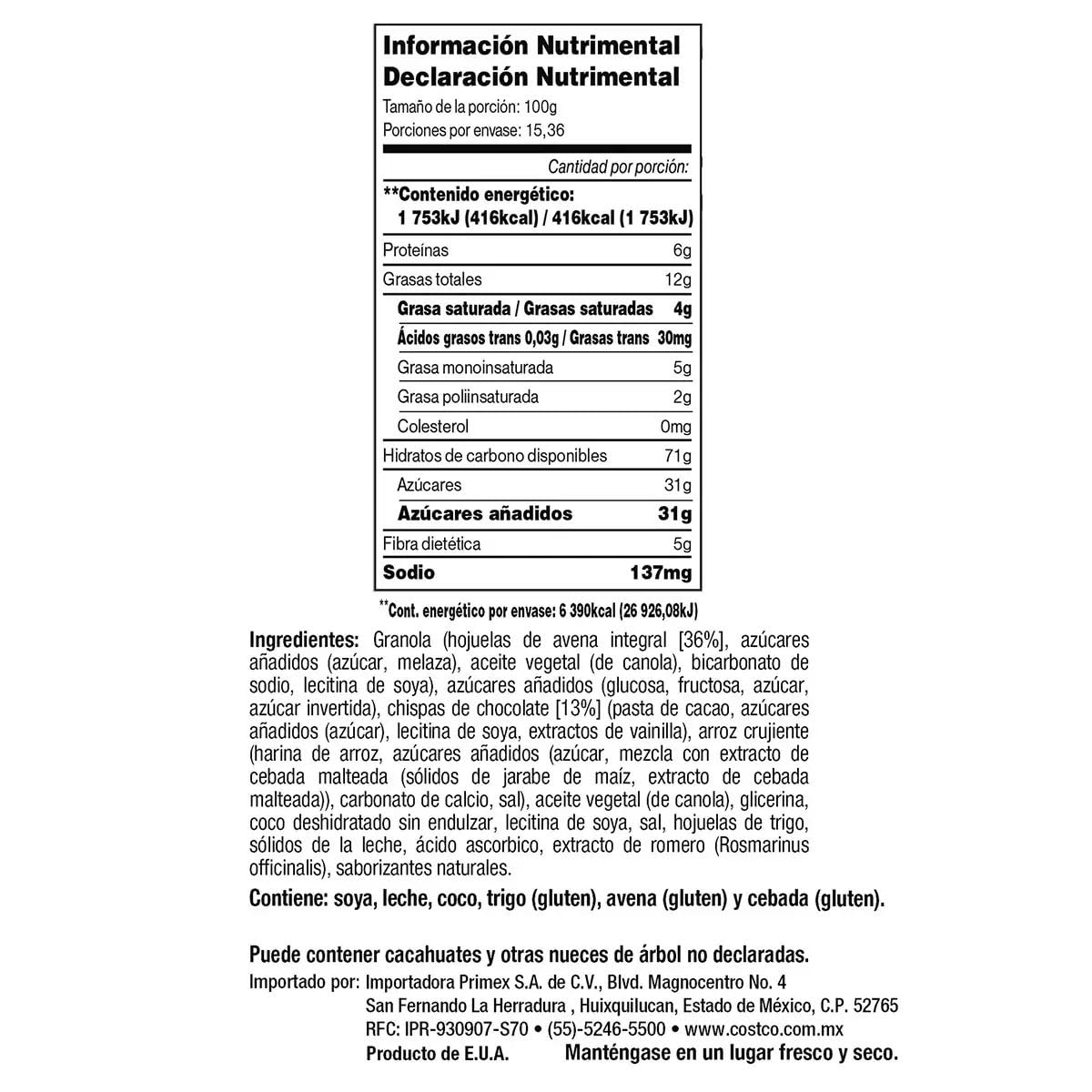 Kirkland Signature Soft & Chewy Chocolate Chips Granola Bars, 54.4 oz Chocolate 36 Count (Pack of 1)