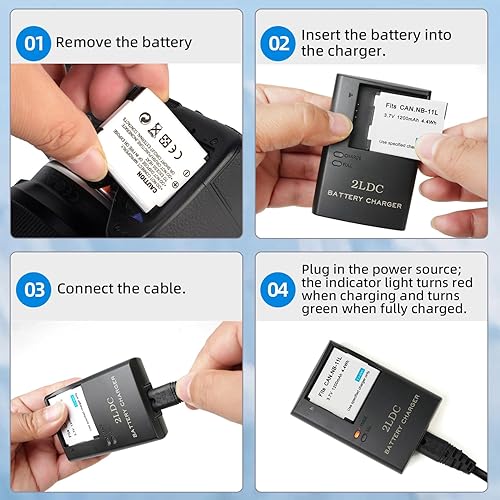 Miniatura 5 de CB-2LDC CB-2LF Cargador de batería para NB-11L NB-11LH Batería Compatible con Canon ELPH 110 HS 115 es 320 HS 130 es 170 es SX400 es SX410 es A2300