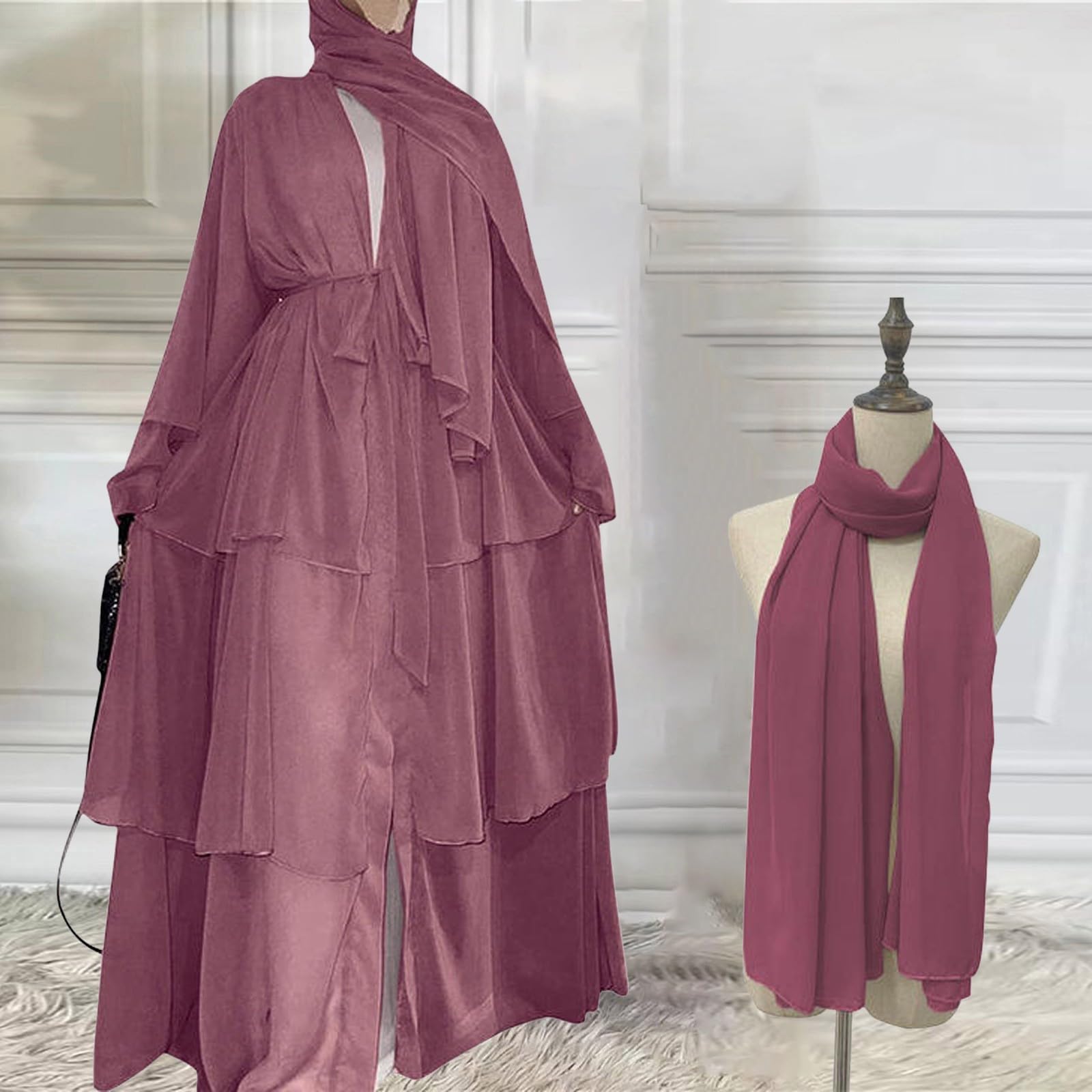 Generisch Chaqueta de punto de manga larga para mujer, elegante, de verano, suave, elegante, de gasa, monocolor, multicapa, largo suelto, cárdigan de punto grueso, informal de gasa