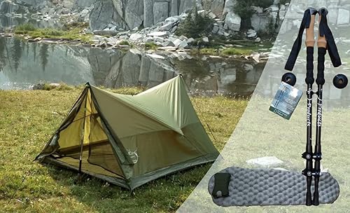 Trekker Tent 2, bastones de trekking, saco de dormir, almohadilla y almohada de campamento