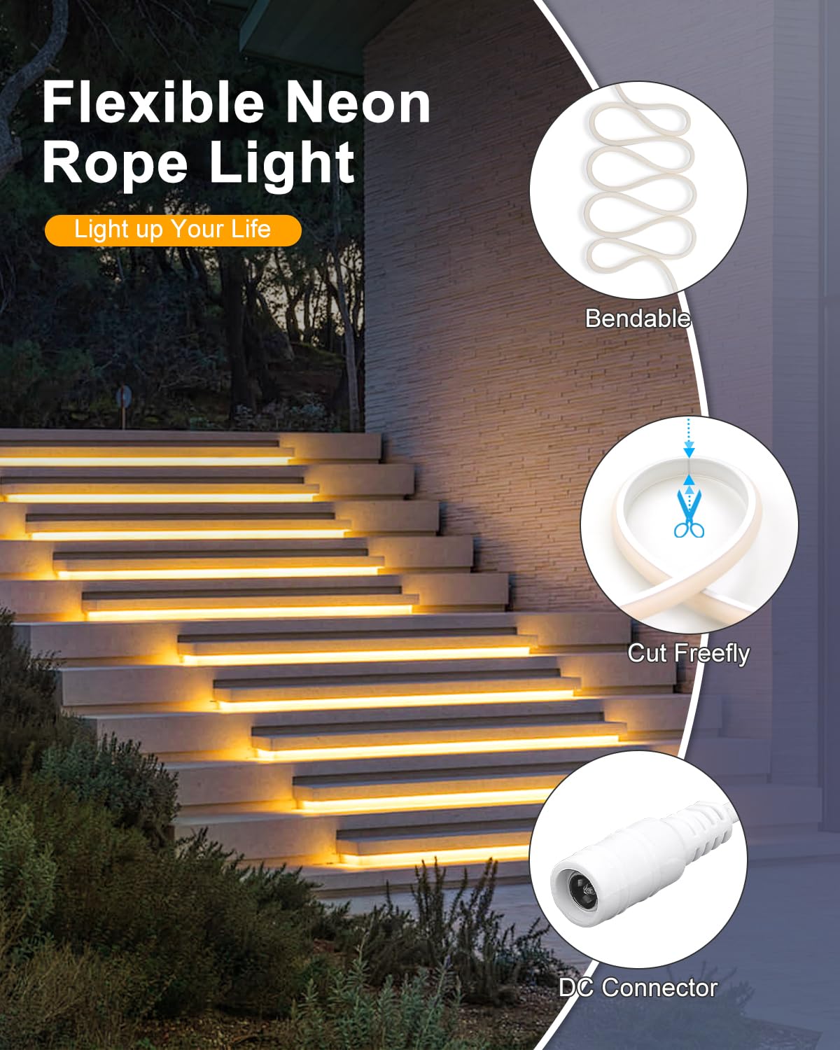 ALITOVE Striscia LED COB da 24 V, luce bianca calda, 5 m, con telecomando e alimentatore di rete, 3000 K, luce bianca calda, dimmerabile, 320 LED/M, impermeabile, per giardino, festival, decorazione