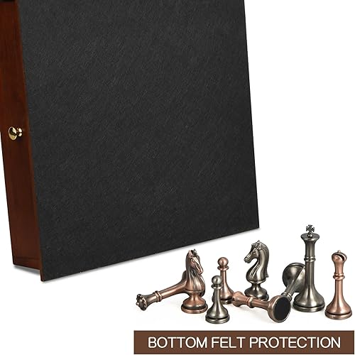 Miniatura 9 de Juego de ajedrez retro europeo, tablero de ajedrez de madera creativo, piezas de ajedrez de metal, 2 cajones de almacenamiento integrados, ideal