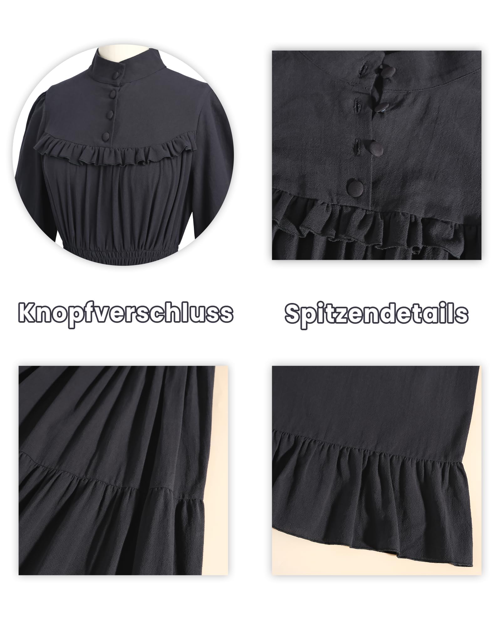 Abito medievale da donna, stile vintage, abito da donna, a maniche lunghe, abito vittoriano, abito medievale, da donna, in cotone