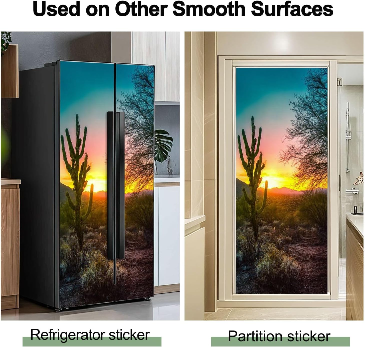 Door Sticker Desert Sunset Door Decal Mural Self-Adhesive Peel and Stick Removable Refrigerator Wrap Stickers Poster Wall Decor 30.3"x78.7"