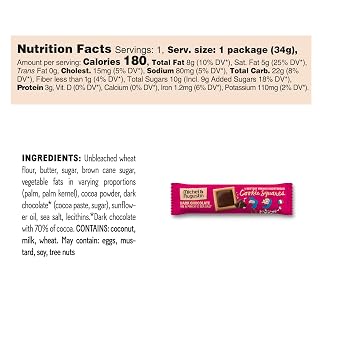 Michel et Augustin Cookies, Individually Wrapped Snacks Gift Box, Dark Chocolate & Sea Salt Shortbread Cookie Bars, 18-Pack, 4 French Butter Cookies per Bar