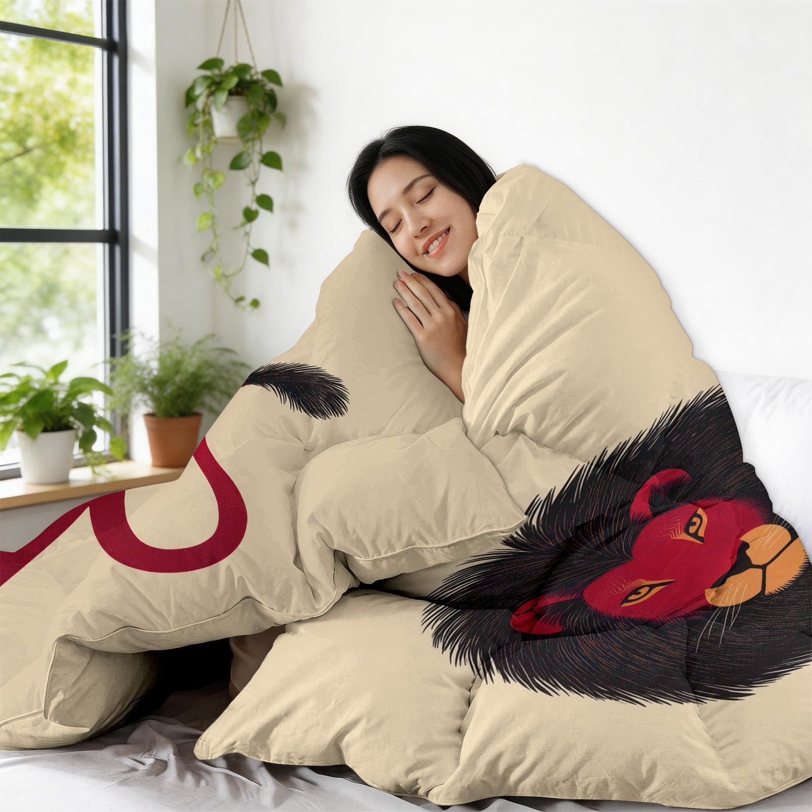 Piumino matrimoniale senza copertura 7,5 Tog, animale leone rosso morbido e caldo, piumino senza copertura per bambini, minimalismo, estate inverno, lavabile, trapunta per camera dei bambini