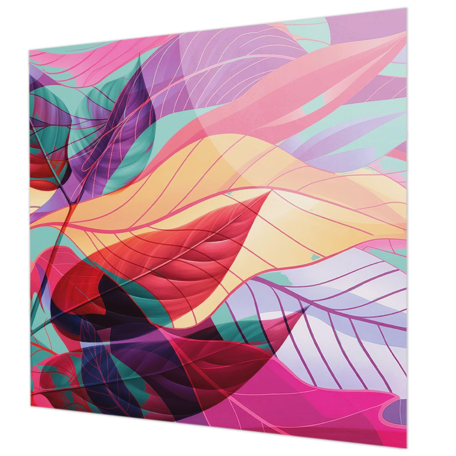 Papier peint intissé feuilles abstraites décoration intérieure salon chambre colle incluse 250x250