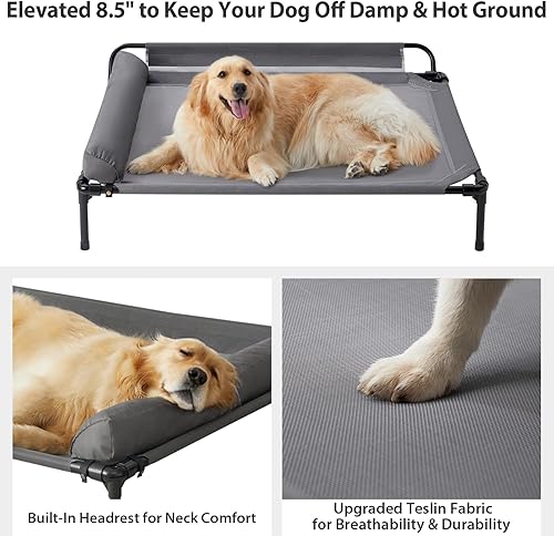Miniatura 3 de Camas elevadas refrescantes para perros, cama elevada para perros para mascotas grandes, cuna elevada para mascotas al aire libre, malla Teslin