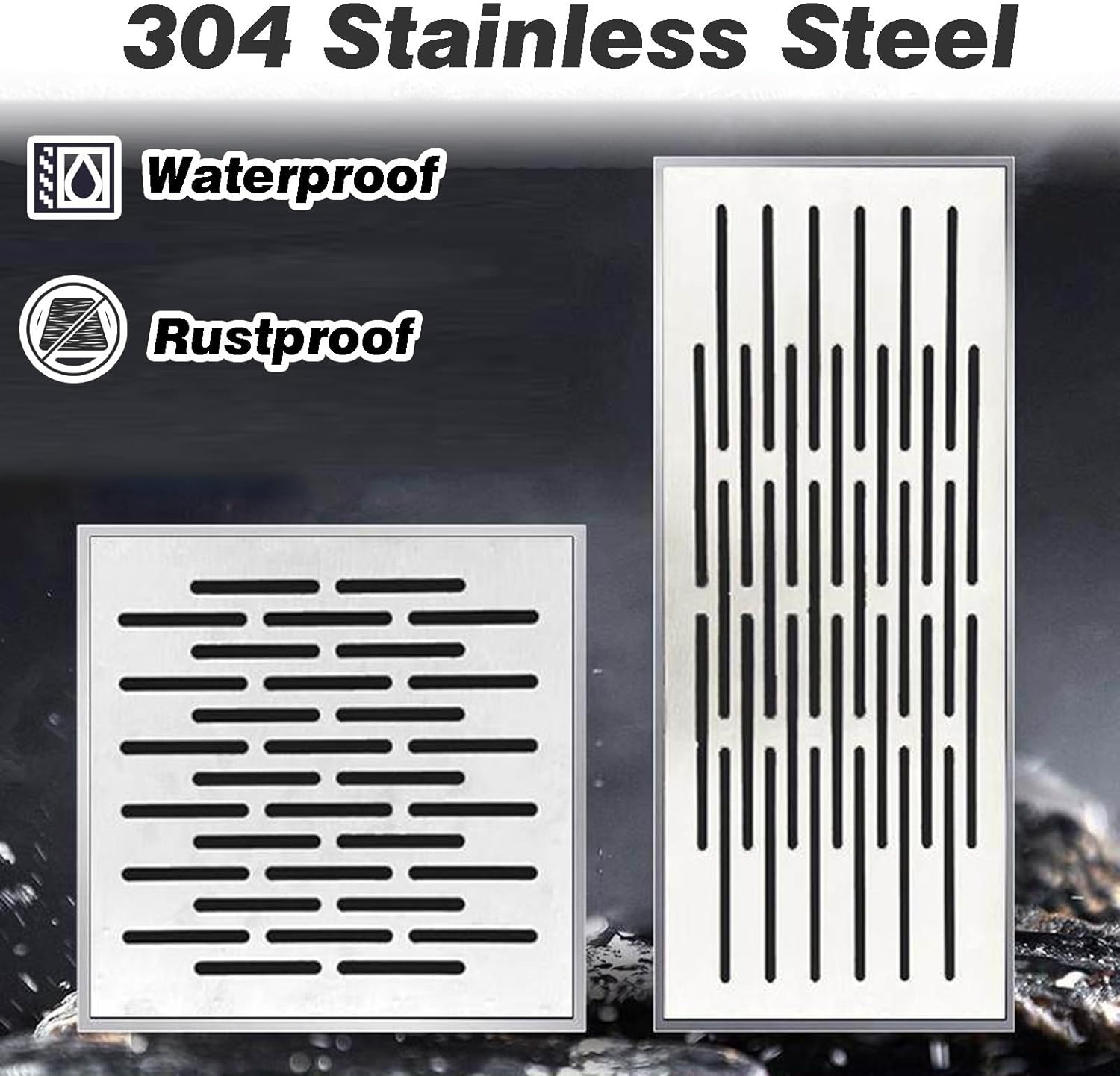 Heavy Duty Shower Drain Grate 80x30cm, Square Trench Channel Cover for Pool Deck, Patio, Garage & Garden, Linear Drainage Grating Replacement, Durable Catch Basin Solution