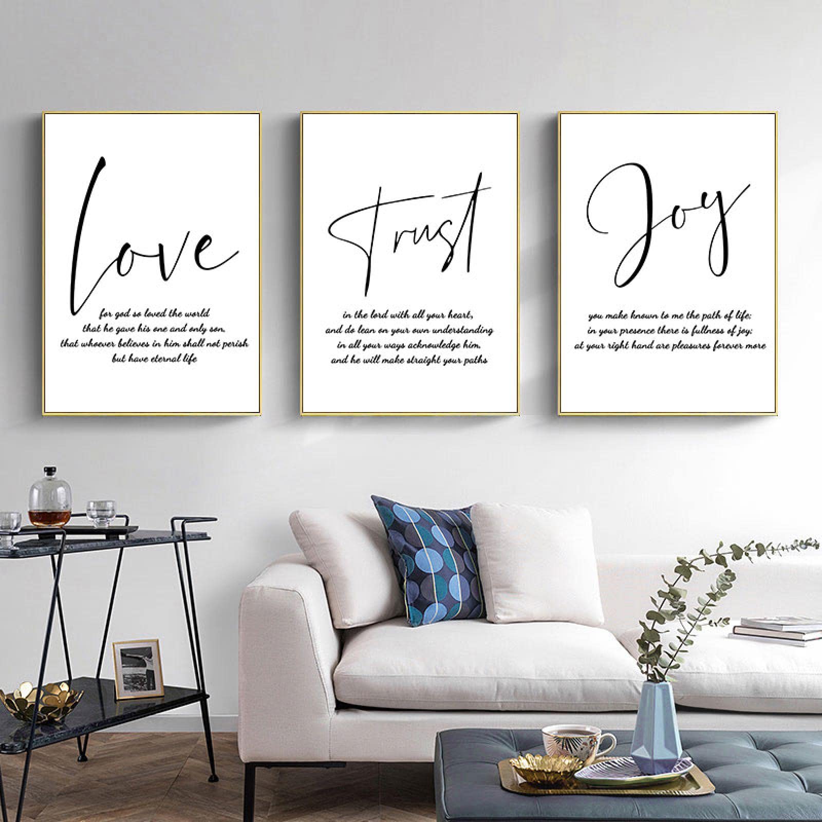 Modern Love Hope Faith Words Canvas Art Painting Prints Wall