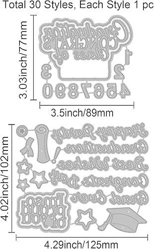 Miniatura 6 de GLOBLELAND Juego de 2 troqueles de corte de graduación de metal para decoración de tarjetas de papel, álbum de recortes, decoración de álbumes de