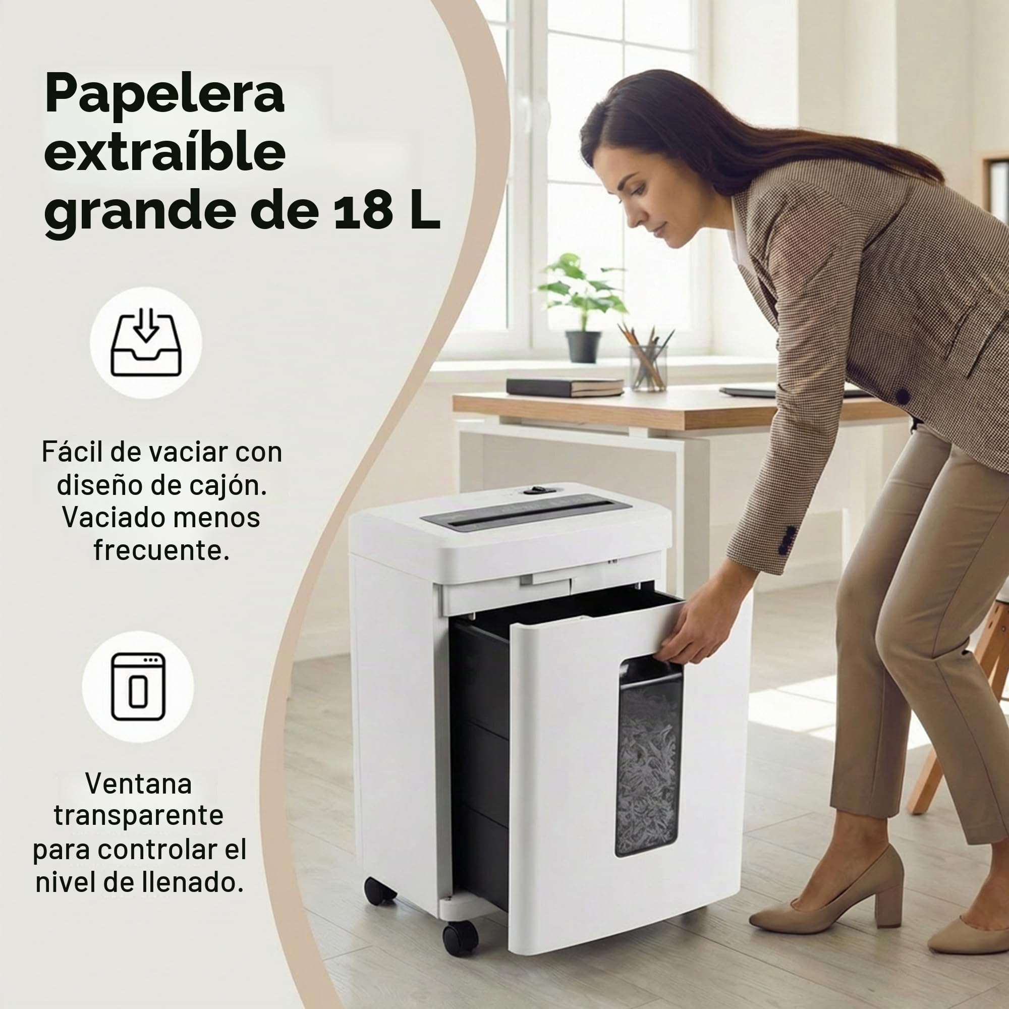 Destructora Papel Profesional Oficina: 10 Hojas Trituradora Microcorte P-5 Tarjetas de Crédito/Grapas/Documentos Anti-Atascos Papelera 18L en Casa Estudio Escuela Sala Reuniones