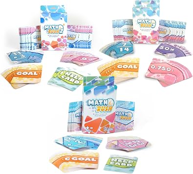 Math Card Game Bundle | Math Rush: Addition, Subtraction, Multiplication, Division (Volume 1-3) - A Cooperative Time-Based Math Flash Cards - Toys for Kids 8-12, Fun Game for Math Class - STEM Toys