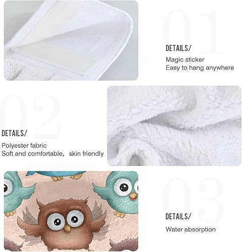 Miniatura 5 de Lindas toallas de cocina colgantes con diseño de búho azul y marrón, 2 piezas de toallas de lazo con lazo para decoración de cocina