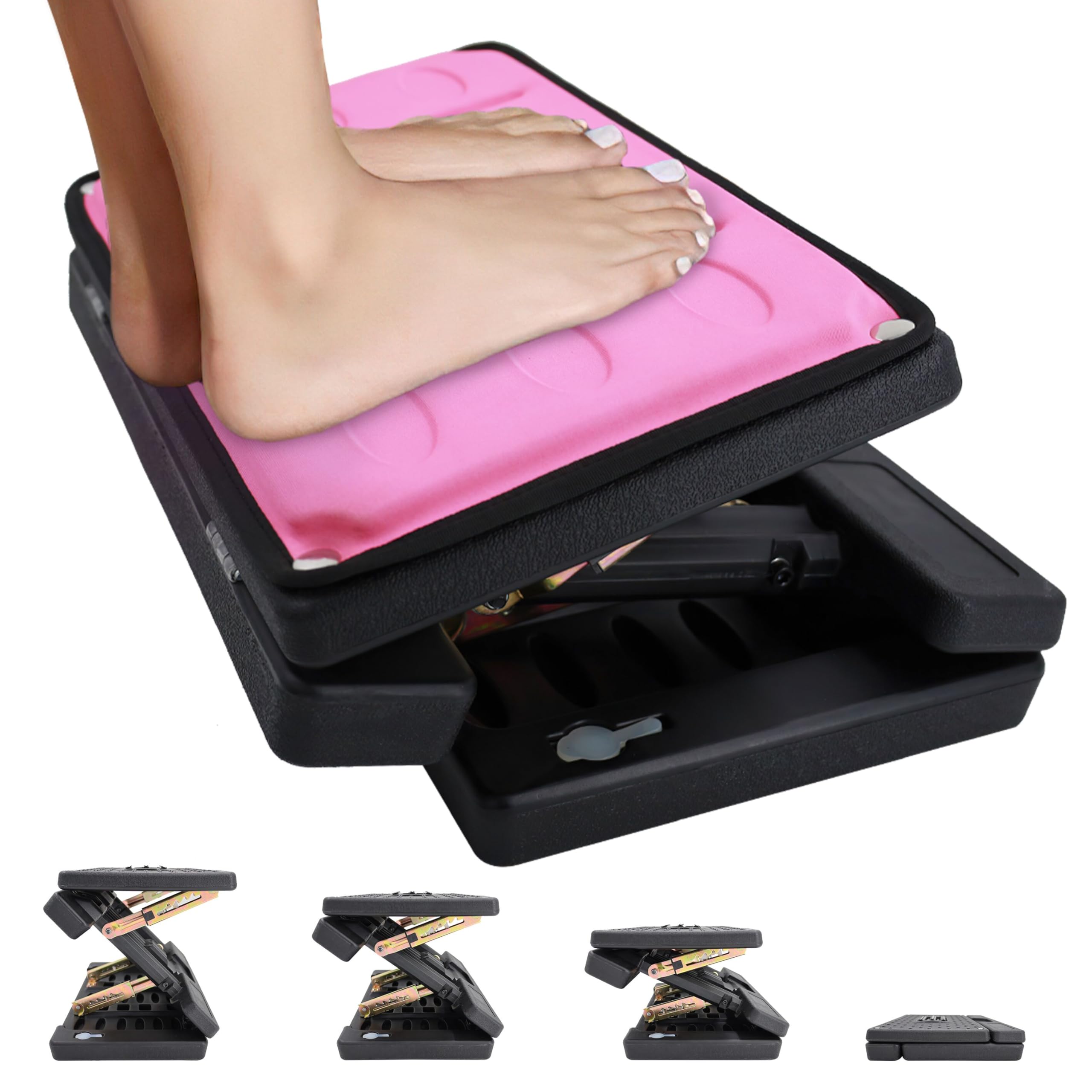Photo 1 of Adjustable Foot Rest Under Desk, Leg Rest with Massage Surface Roller,Foot Stool Ergonomic Adjustment ?Bottom Can Be Filled with Water (Pink)