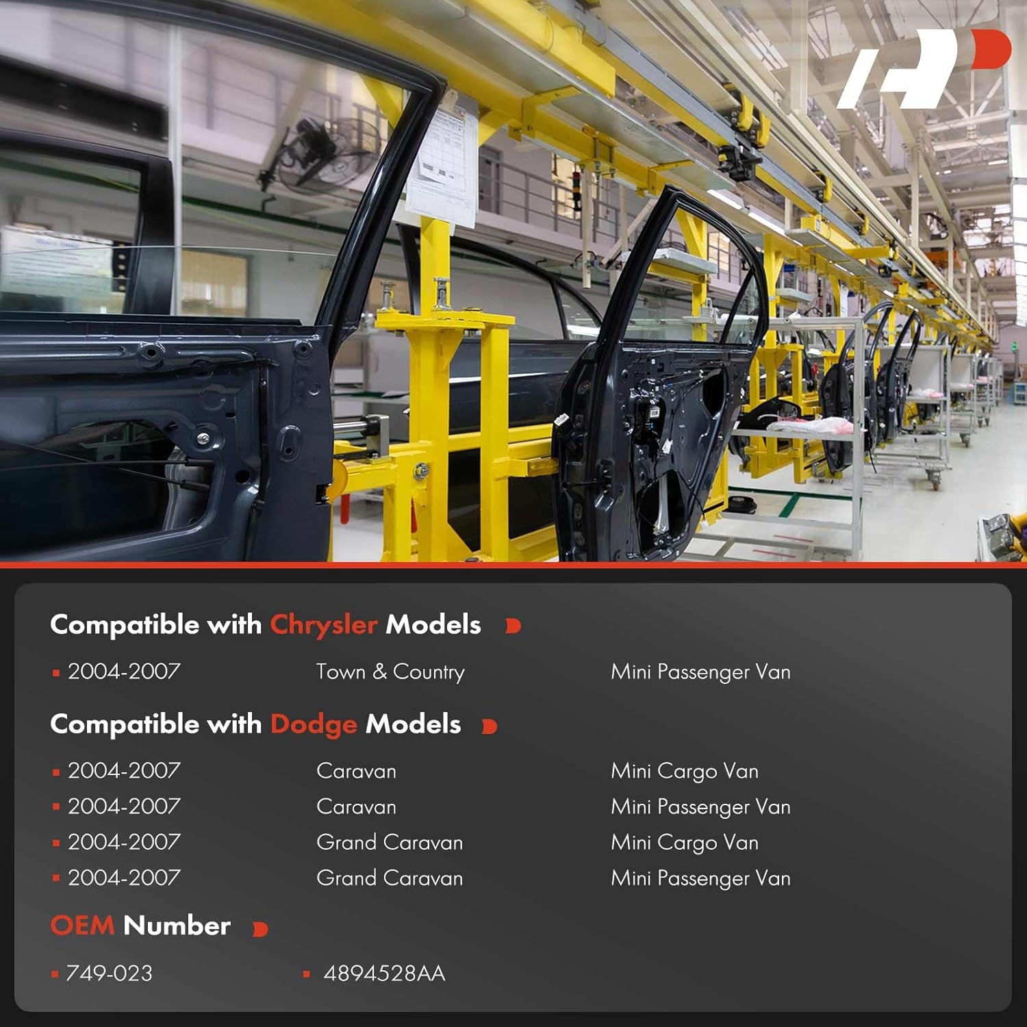 A-Premium Manual Window Regulator Front Passenger Side Compatible with Chrysler Town & Country 2004 200 2006 2007 & Dodge Caravan Grand 2004 200 2006 2007