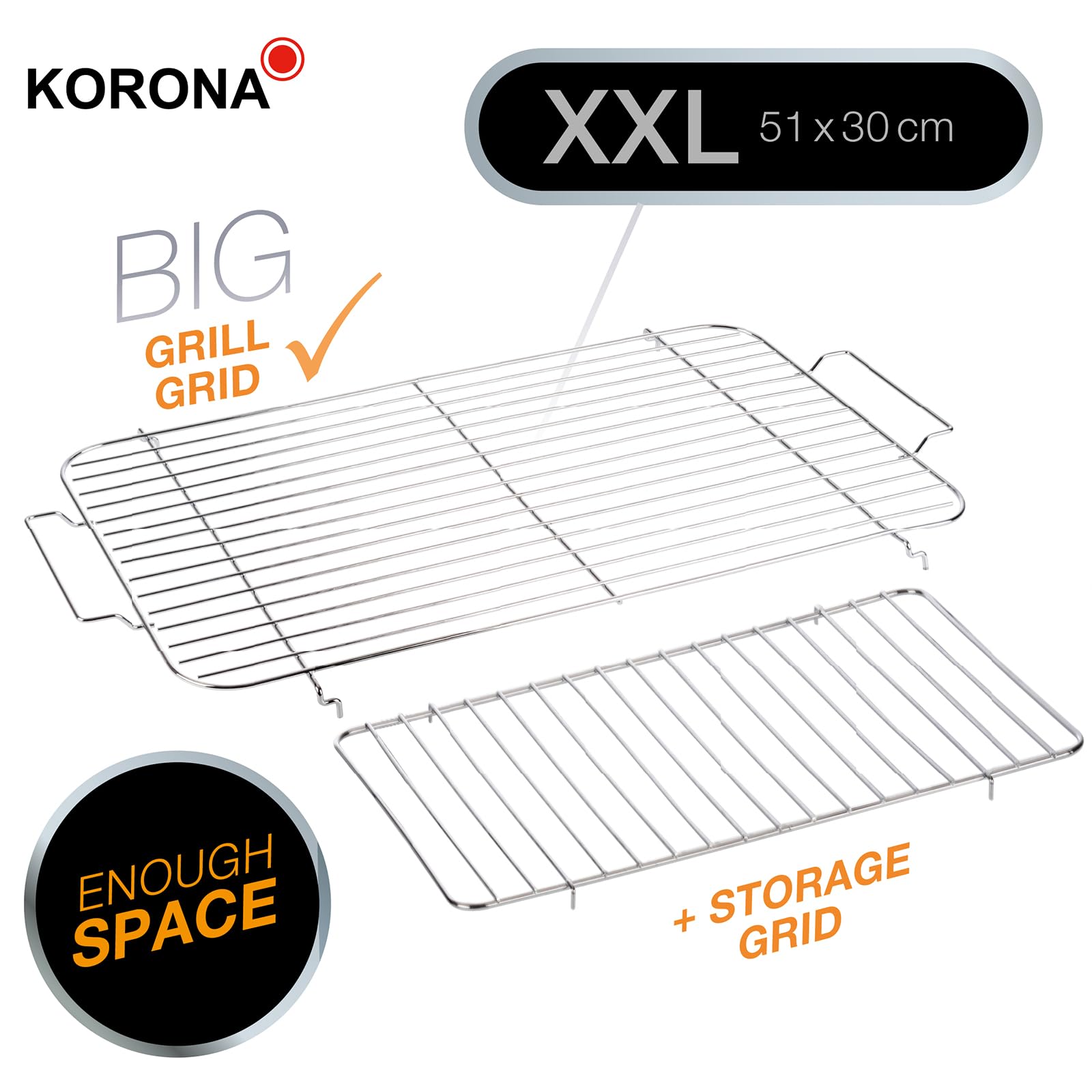Korona 46117 Elektrischer Barbecue Tischgrill mit XXL-Grillfläche (51 x 30 cm) | 2200 Watt | Abnehmbares Heizelement | Sicherheitsschalter | Stufenlose Temperatureinstellung