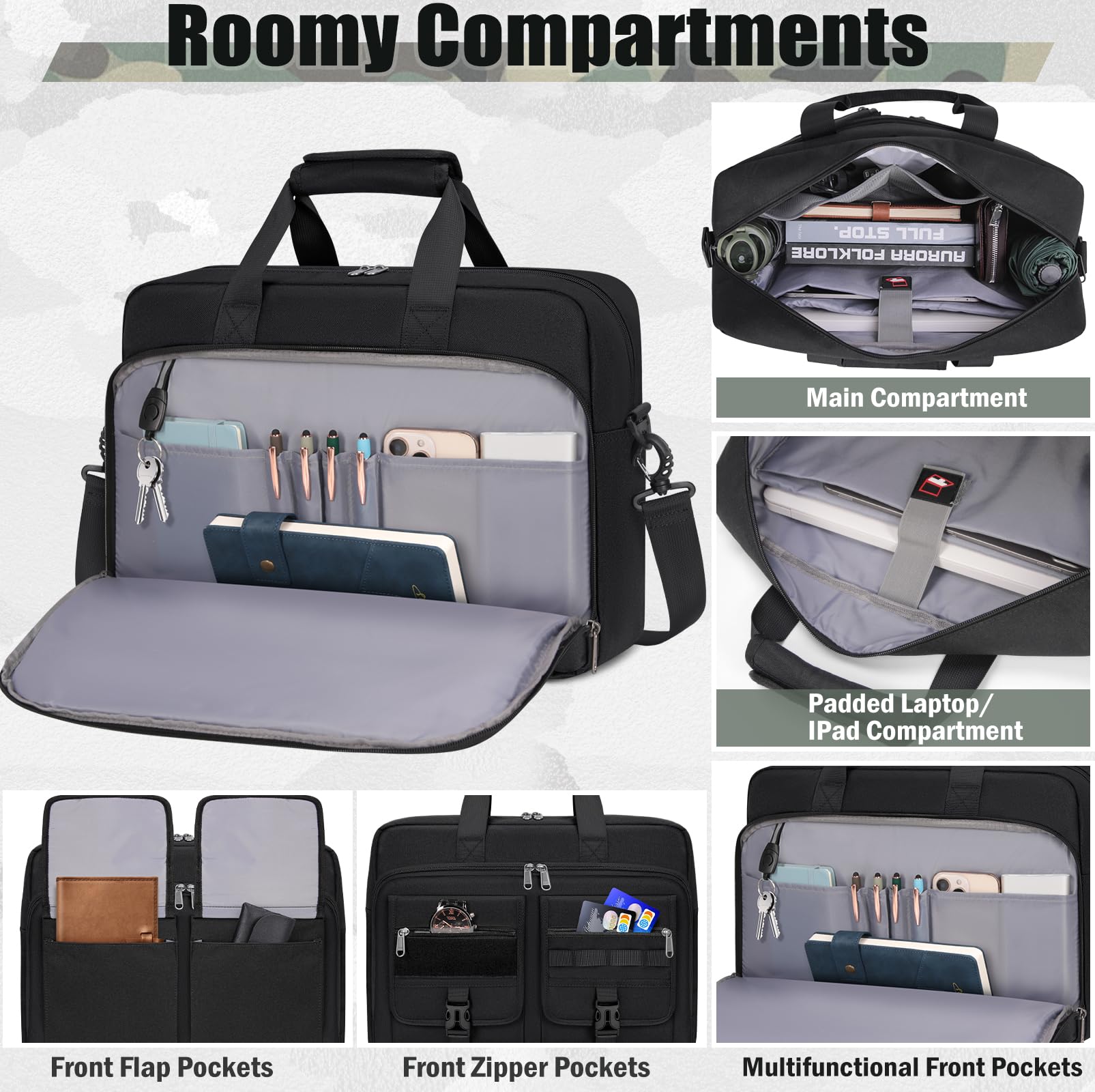RAINSMORE Borsa tattica del computer portatile 15.6/17.3 Pollice Cartella Del Computer Degli Uomini di Affari Del Computer Borsa Militare Messenger Bag Lavoro