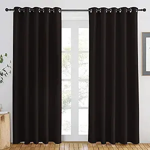 NICETOWN Toffee Brown Blackout Curtains 84 inch Length, Grommet Top Room Darkening Drapes for Bedroom Living Room, Light Blocking Window Covering for Privacy (W66 x L84 Inch, 1 Panel)