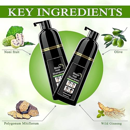Miniatura 3 de 10 unidades de champú de tinte para cabello negro para hombres y mujeres, tinte instantáneo para el cabello natural, ingredientes naturales, fácil
