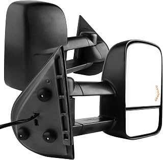 AUTOSAVER88 Towing Mirrors for 2007-2014 Chevy Silverado GMC Sierra - Power Heated, Turn Signal, Dual Glass, Manual Telescoping Pair