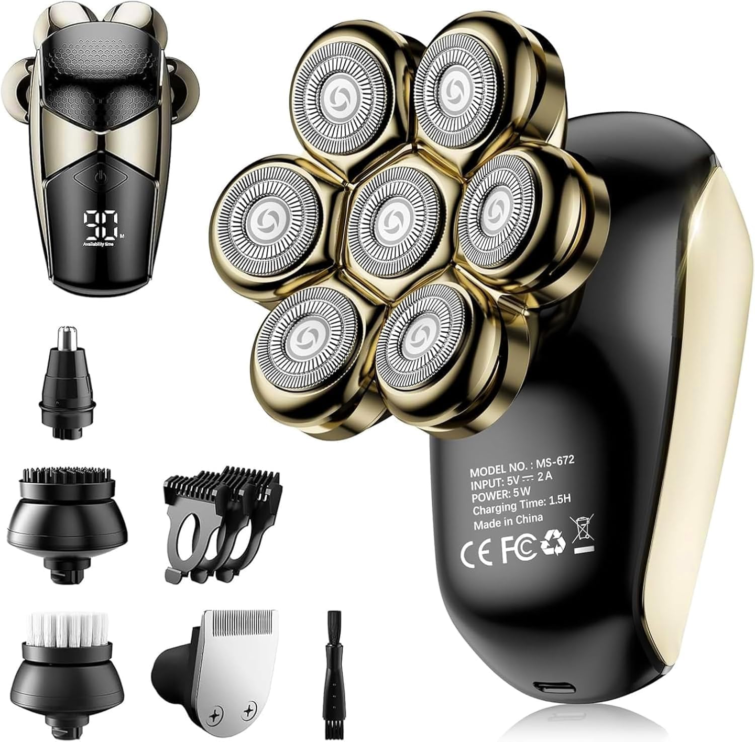 SHPAVVER Head Shavers for Bald Men: 5-in-1 Electric Razor - IPX7 Waterproof Shaving Grooming Kit for Balder - Turbo Speed