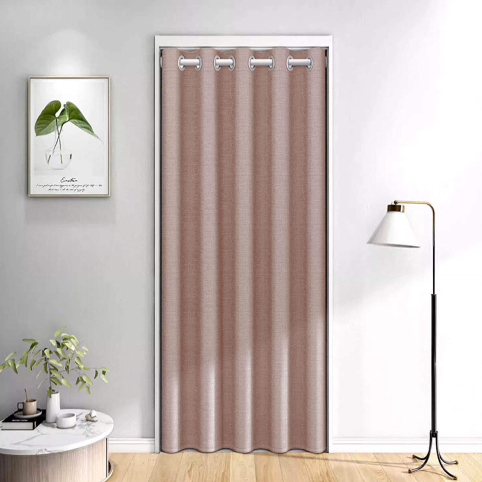 Rideau de porte occultant rose 180x250 cm pour séparation et isolation