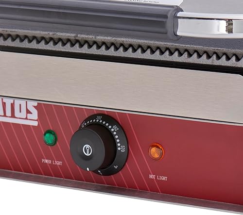Miniatura 33 de Kratos Parrilla de sándwich Panini eléctrica comercial con placas ranuradas, superficie de cocción de 18.7 x 9 pulgadas, prensa Panini de encimera