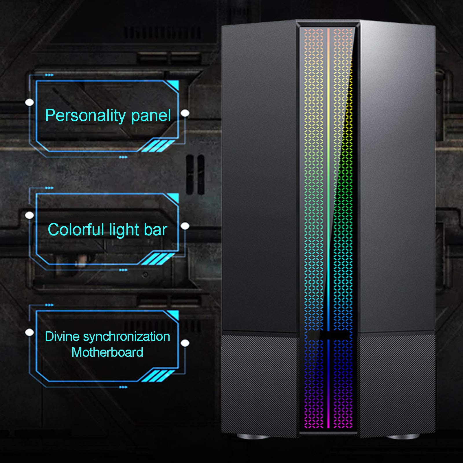 Caso Computer Case ATX Mid Tower PC Gaming - Porta USB Anteriore - Quick-Release Vetro temperato Pannello Laterale - Sistema di Gestione dei Cavi - Pronto Water-Cooling - Nero