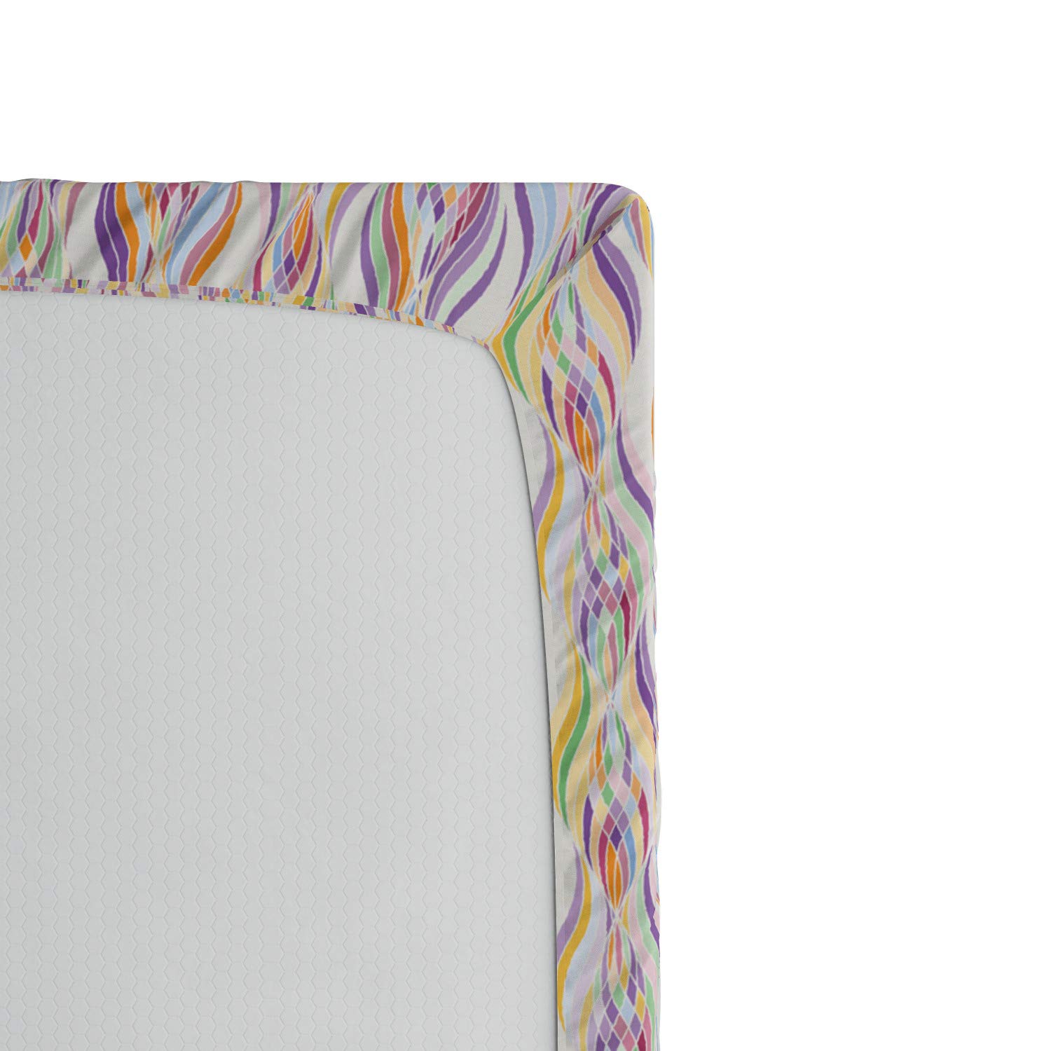 ABAKUHAUS Femminile Lenzuolo con Angoli, Arcobaleno Note di Musica, Comodo e Morbido Tessuto Decorativo da Letto Tasca Elastica a Tutto Tondo, 90 cm x 200 cm, Giallo e Rosa