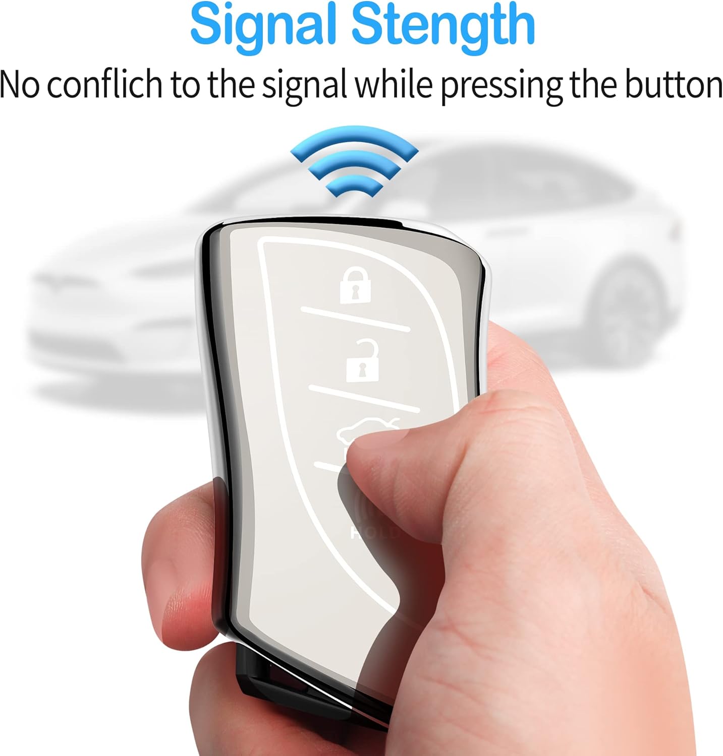 Tukellen for Lexus Key Fob Cover, Premium Soft TPU Full Protection Key Fob Case for Lexus ES350 ES300h UX200 LS500 LS500H LC500 LC500h Smart Remote Key (White) - Image 5