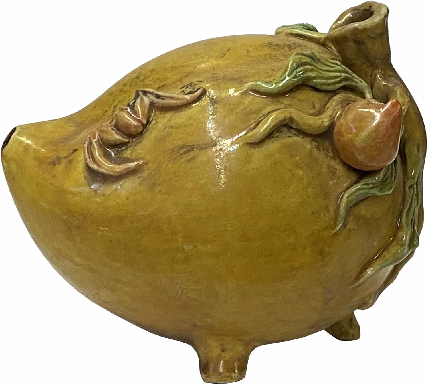 Chinese Yellow Brown Color Ceramic Peach Shape Display Aws1802