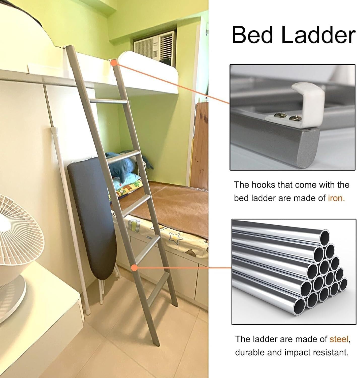 Loft Bunk Bed Ladder Floor Standing Ladders Silver Replacement Ladder Home Dorm Step Ladder