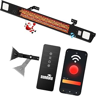 Wall-Mounted Electric Patio Heater with Light Ceiling Outdoor, Wifi Control, 1500W Infrared 9 Heat Levels, 24H Timers, 1s Heating Carbon Fiber Tube Wall Heater for Backyard, Garage