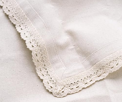Miniatura 6 de Servilletas de tela con ribete de encaje, juego de 6, servilletas de cena beige, servilletas de algodón de 20 x 20 pulgadas, servilletas de tela de