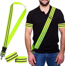 Reflective Running Gear, High Visibility Reflective Belt with 2 Wristbands Adjustable High Vis Belt Sash Reflective Bands for Jogging Walking Biking Cycling Night Safety (3Pcs)
