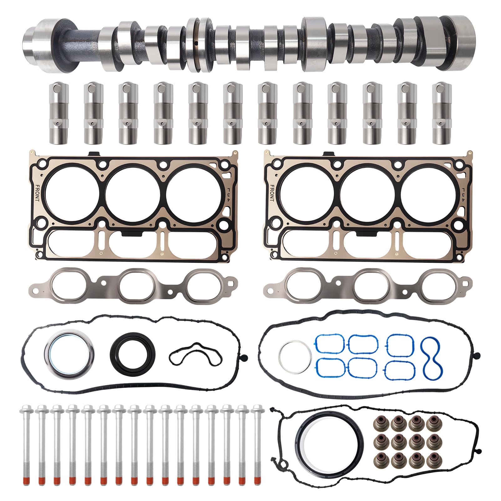4.3 NON AFM DOD Disable Kit w/Camshaft, Lifters, Head Gasket & Bolt, Compatible with 2014-2020 Chevy Silverado 1500, GMC Sierra 1500 4.3L V6