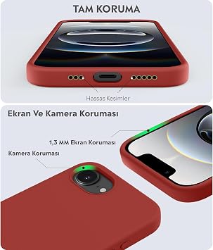 Babilden iPhone 17E / 16E İle Uyumlu Kılıf İnce Ve Dayanıklı Sıvı Silikon 3 Katmanlı Tam Kaplamalı Şık Yumuşak Jel Hissi Yüksek Kalite Kauçuk Telefon Kılıfı (Sönük Kırmızı)