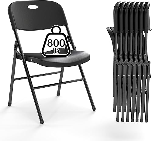 Miniatura 11 de Paquete de 6 Sillas Plegables, Límite de Peso de 800 libras, Silla Plegable de Plástico Resistente Portátil para Eventos en Interiores y Exteriores