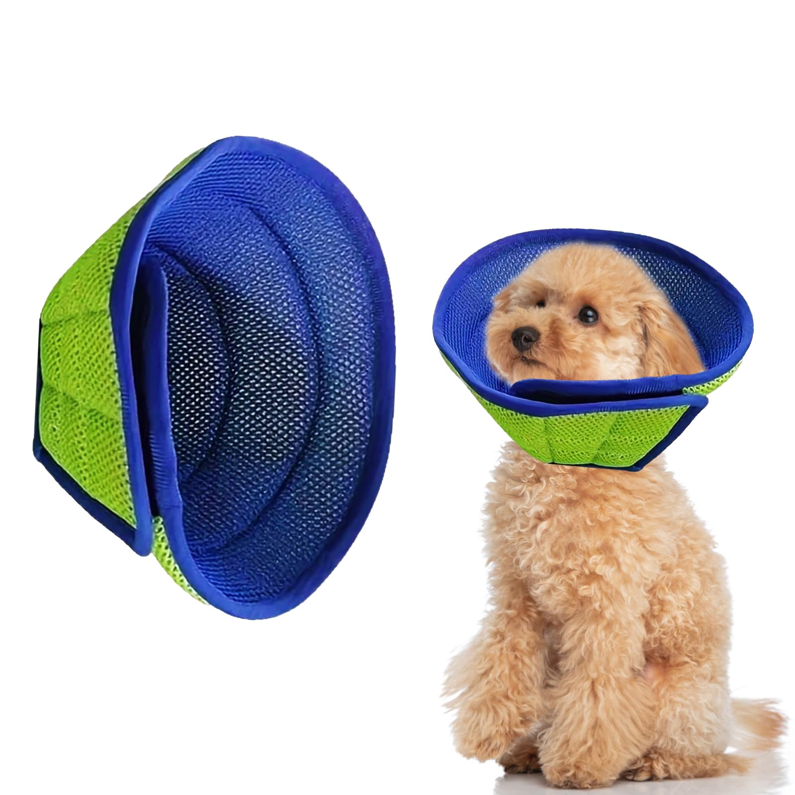 Embhlitfe Soft Dog Cone Collar After Surgery, Adjustable Neck Recovery Collar for Pets, Protective Head Cone for Dogs Prevent Licking with Soft Protect Edge (A, M)