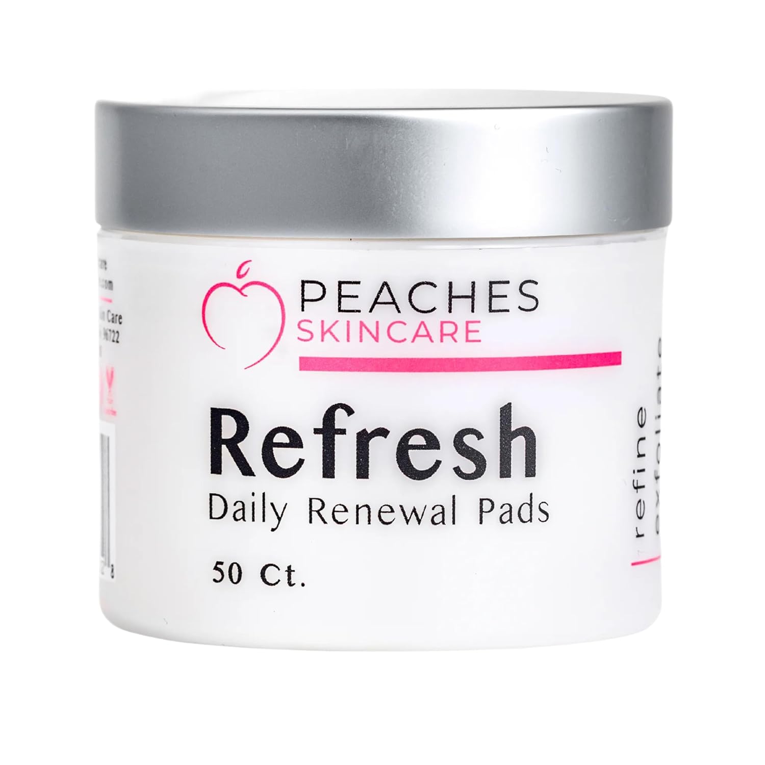 Peaches Skincare Refresh Renewal Pads - Daily Exfoliating Pads for Face and Neck with Willow Bark, Hyaluronic Acid, Niacinamide and AHA Fruit Blend - Gentle Exfoliating for Radiant Skin - 50 Count