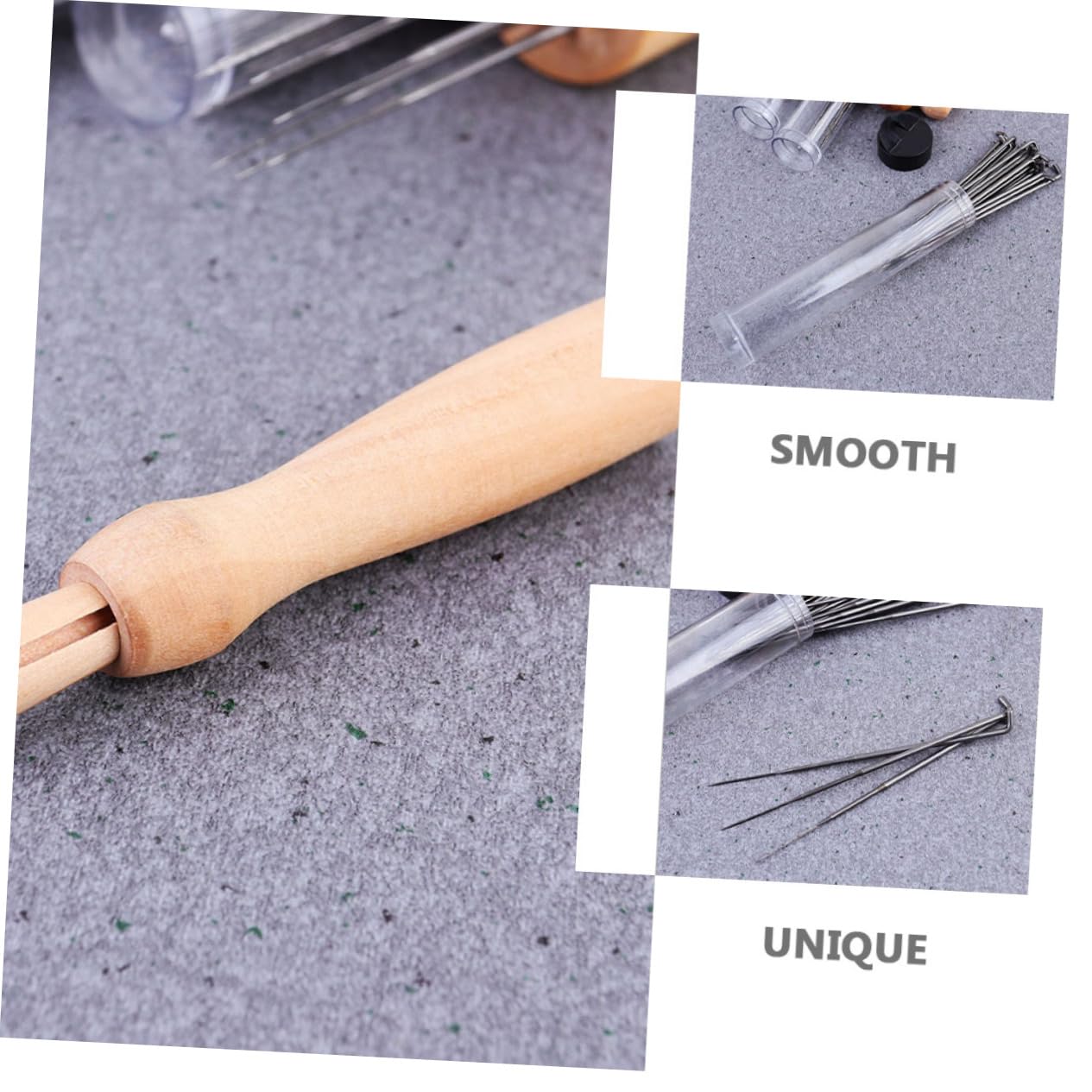 HOMSFOU 1 Set Needle Felting Kit Embroidery Making Tools with Ergonomic Grip for DIY Craft Projects Includes Fine Coarse Needles for Tapestry Quilting Decorative Stitching