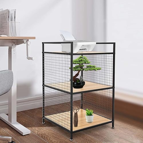 Miniatura 7 de Estantería de 3 estantes de almacenamiento estilo metal y madera, estantería de madera de 3 niveles, estantería de madera de 21.3 x 21.3 x 34.6