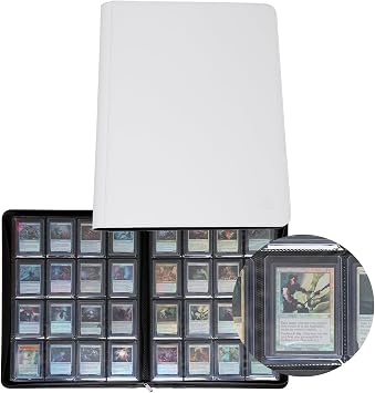 16-Pocket Top loader Binder, Holds 512 Top loaders 16 Pocket Top Loader Card Storage Case, 500 + Ringless Double-Sided Pockets for Cards in 3 x 4 Top loaders -White