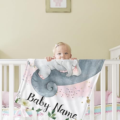 Miniatura 20 de Manta de bebé personalizada con nombre, mantas de bebé de elefante personalizadas para niñas, regalos de bebé, productos para bebés, mantas súper