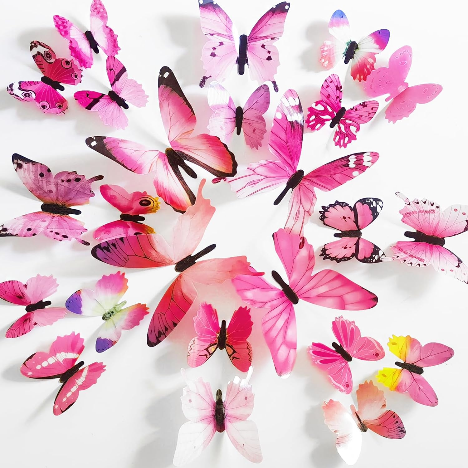 Ewong 60Pcs 3D Butterfly Wall Decor, Decoration Party Birthday Cake Waterproof Removable Mural Sticker, Butterflies Wall Art Home Decals Living Room Bathroom Bedroom Office Decorative (Blue)